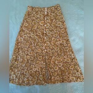 “Faithful the Brand” Floral button down rayon midi skirt